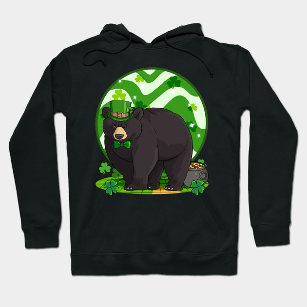 Black Bear St Patricks Day Leprechaun Hoodie by Noseking